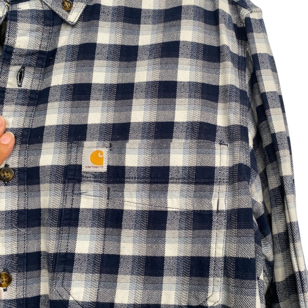 Carhartt Flannel Shirt Relaxed Fit Button Up Plaid Workwear Casual Mens M WP456 - Picture 6 of 7